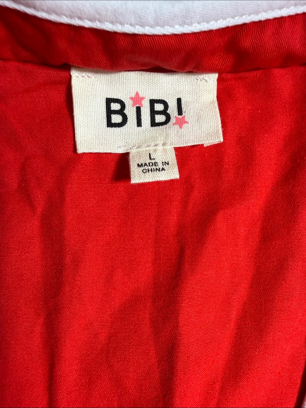 BiBi Cherry Red Tiered Cotton Dress with White Piping Trim - Picture 2 of 8